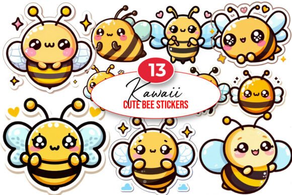 Download Kawaii Cute Bee Stickers Bundle - Bee stickers Collection