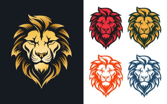 Download Mascot Lion Head Face Logo Design Vector - Logo Collection