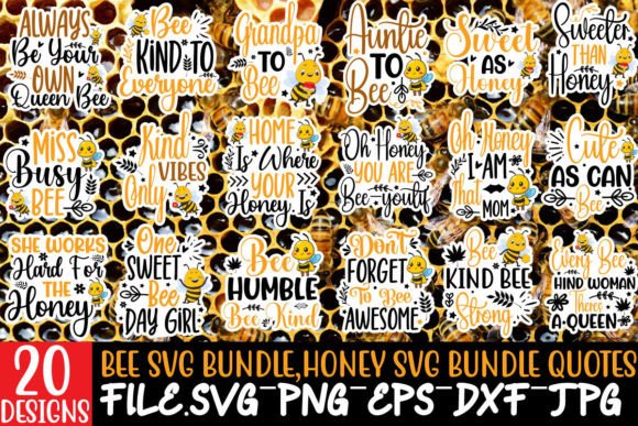 Download Bee Stickers Bundle, Honey Bundle Quotes - Bee stickers Collection