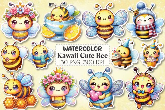 Download Kawaii Cute Bee Stickers Clipart - Bee stickers Collection